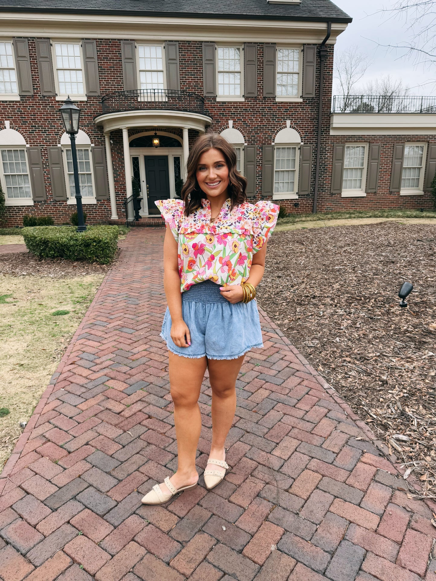 Floral Flutter Sleeve Top