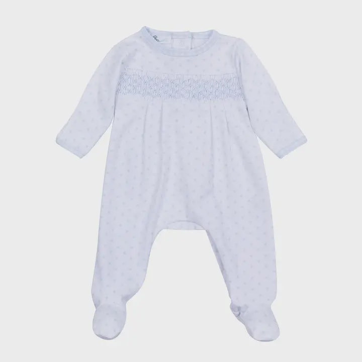 GINGHAM FOOTIE IN LIGHT BLUE