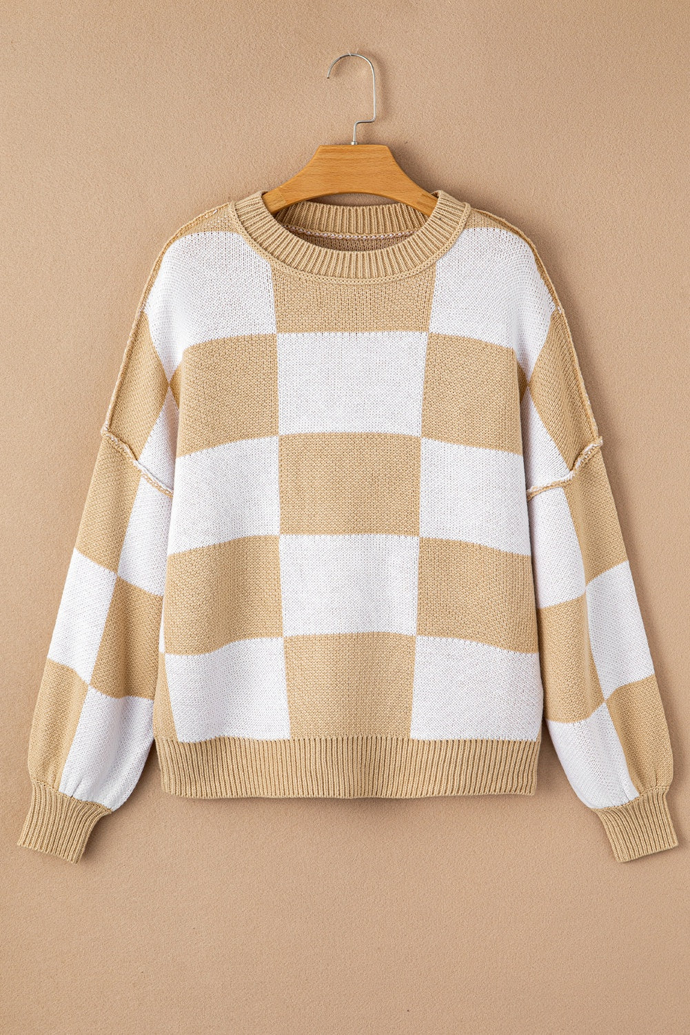 Khaki Checkered Bishop SLV Sweater