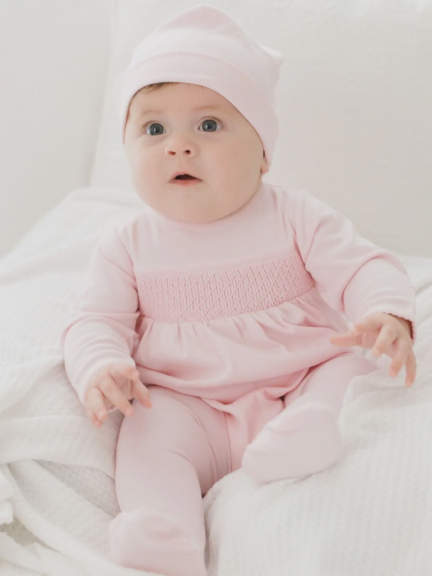 Light Pink Smocked Footie