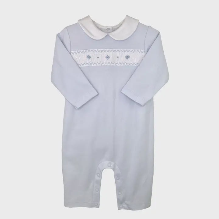 SMOCKED KNT OVERALL BLUE