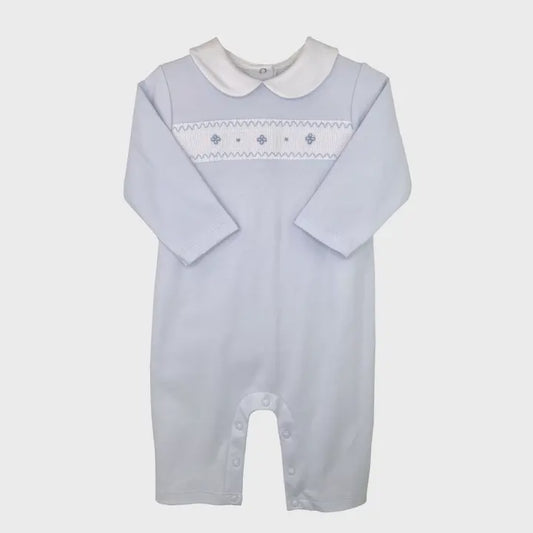 SMOCKED KNT OVERALL BLUE
