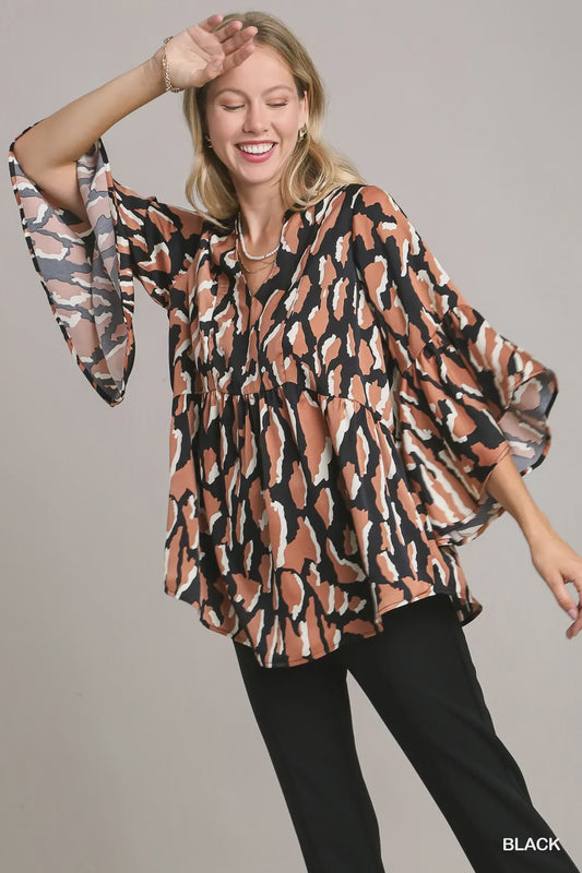 Black and Taupe Top
