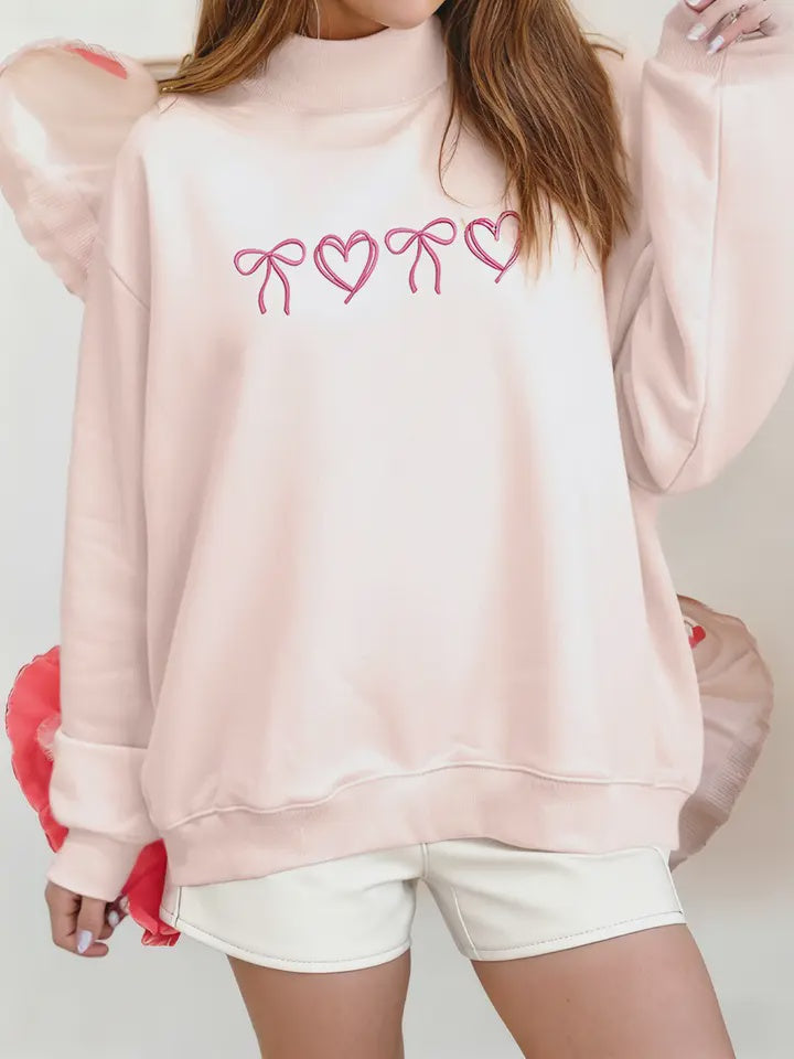 blessed Patched Mock Neck Sweatshirt