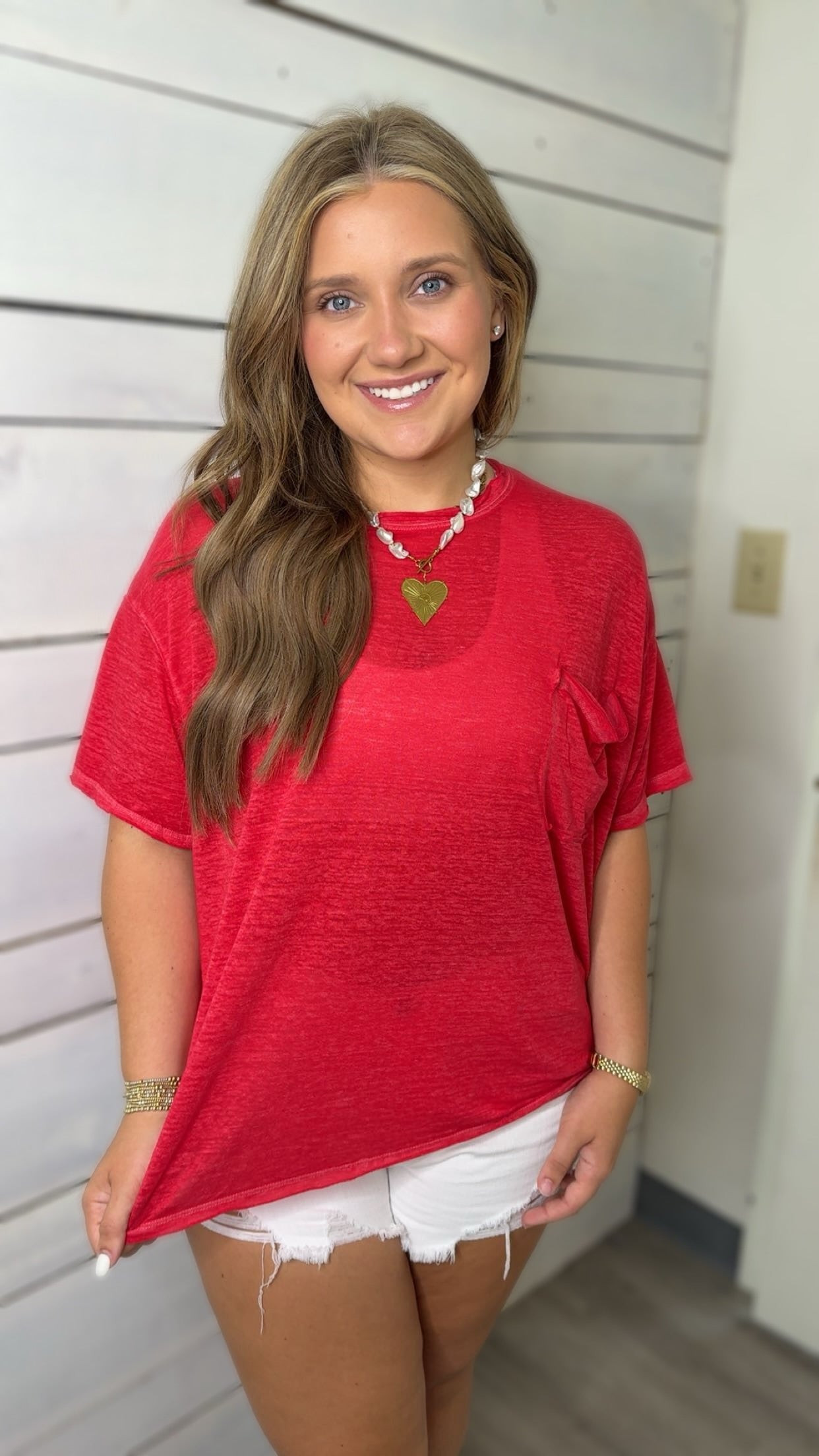 Red Burnout Tee