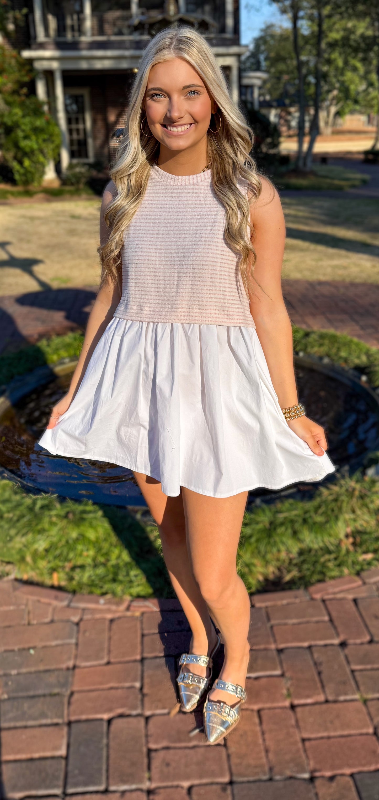 Pink & White Knit Dress