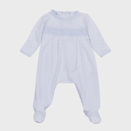 GINGHAM FOOTIE IN LIGHT BLUE