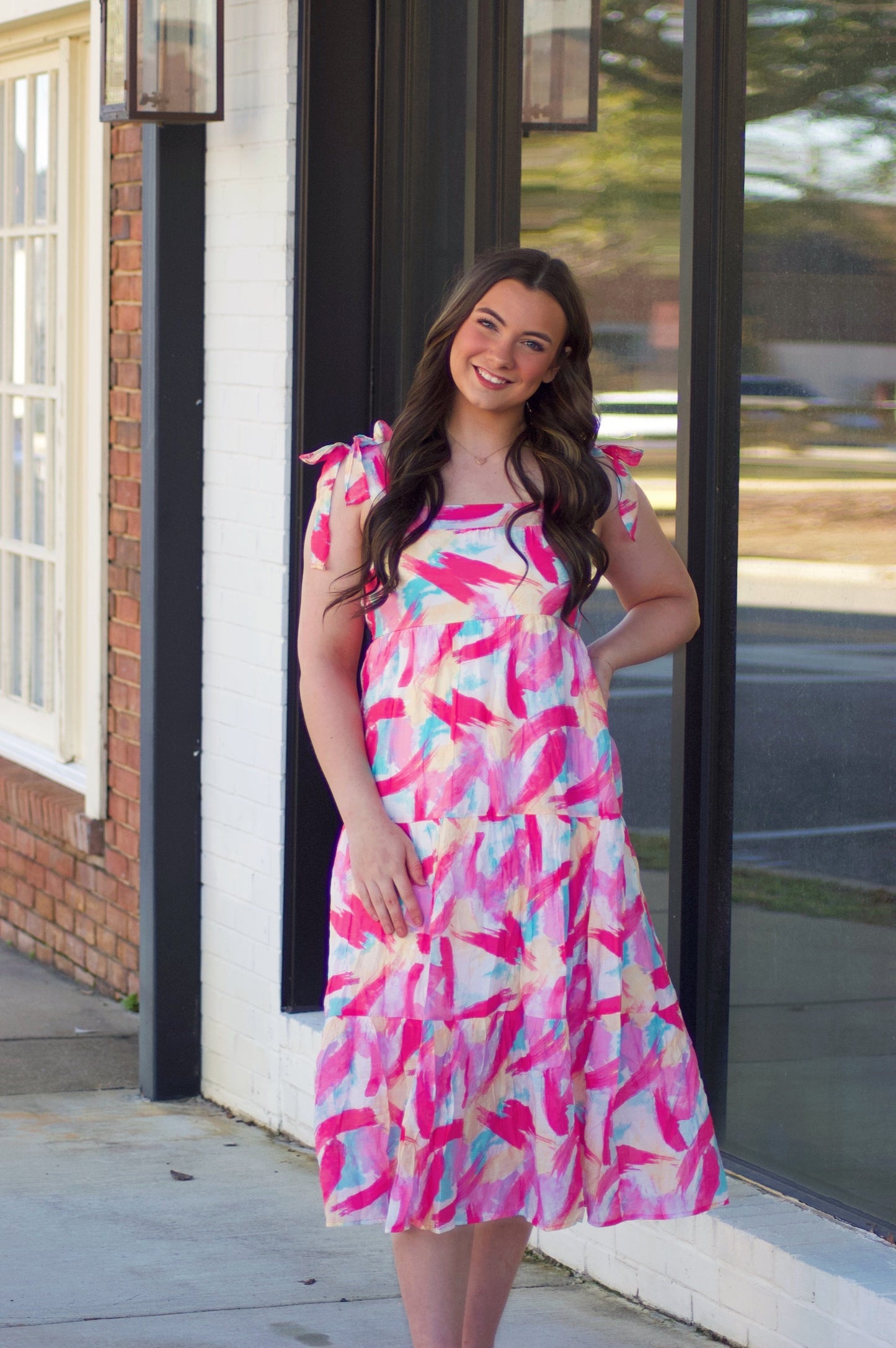 Blush Brushstroke Midi Dress