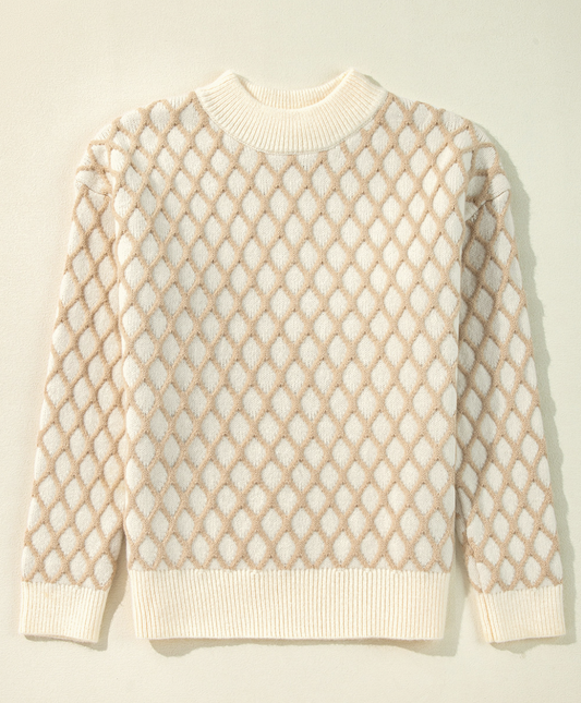 Oatmeal Diamond Knit Sweater