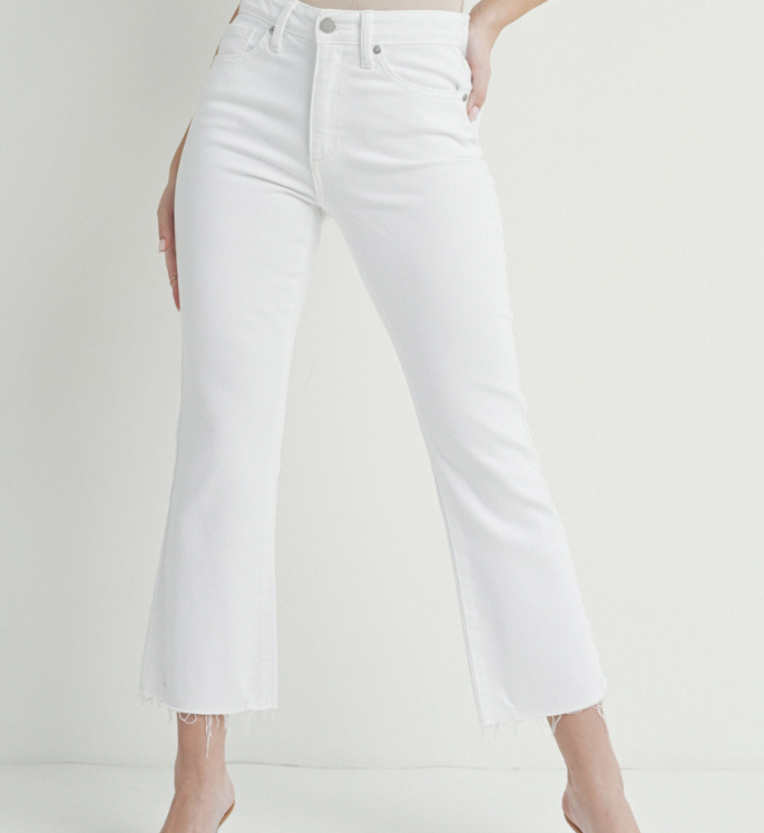 White Cropped Flare Jean