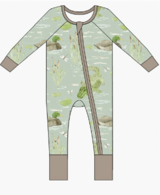 Ducks and Gators Zipper Onesie