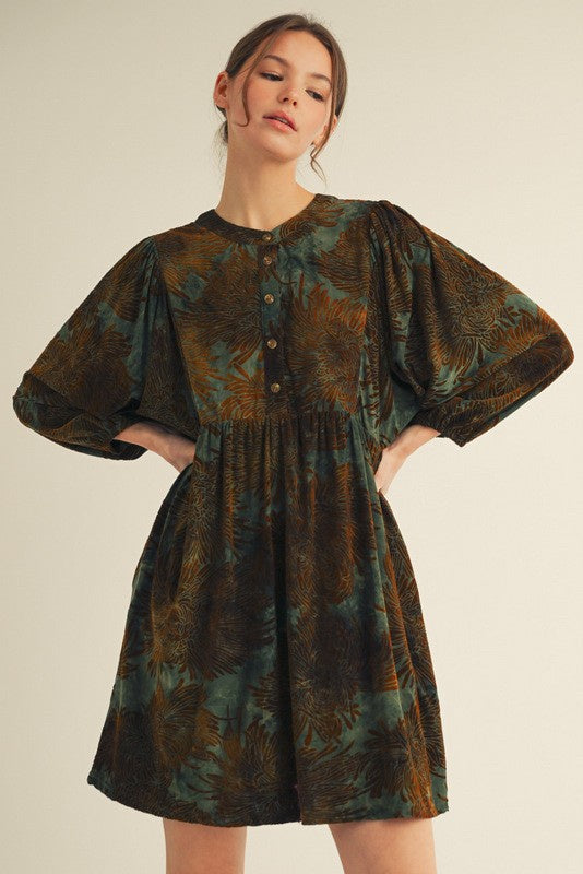 VELVETY FLORAL DRESS