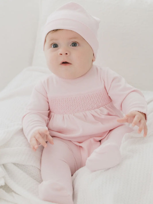 Light Pink Smocked Footie